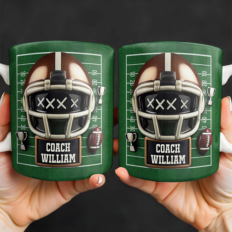 Personalized Football Coach Mug with Custom Name and Helmet Design  