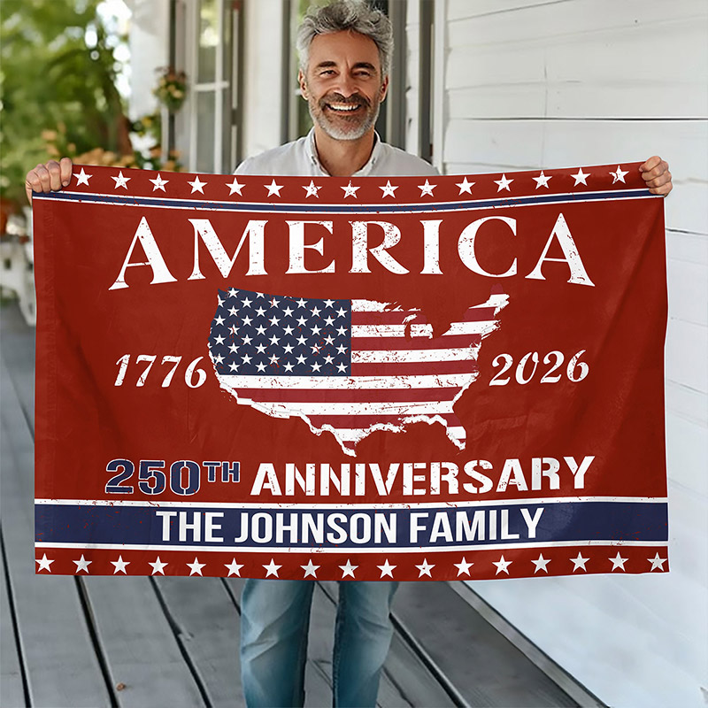 Personalized Family Name America 250th Anniversary Banner House Flag