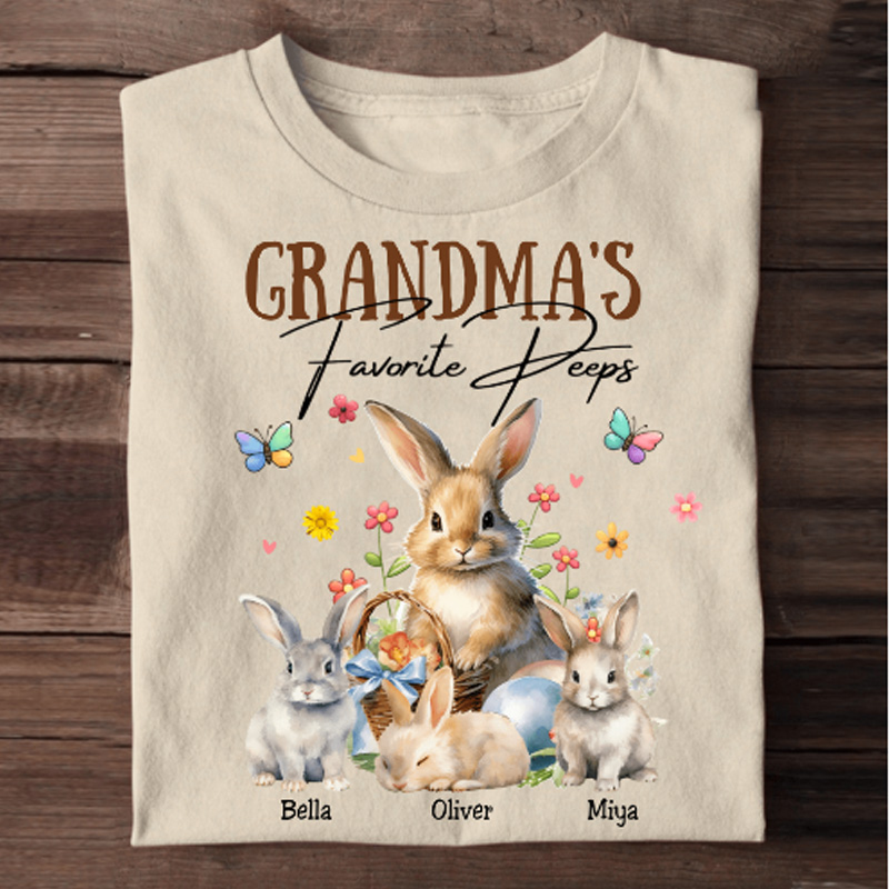 Personalized Grandma's Favorite Rabbit Easter Day Personalized Pure Cotton T-shirt