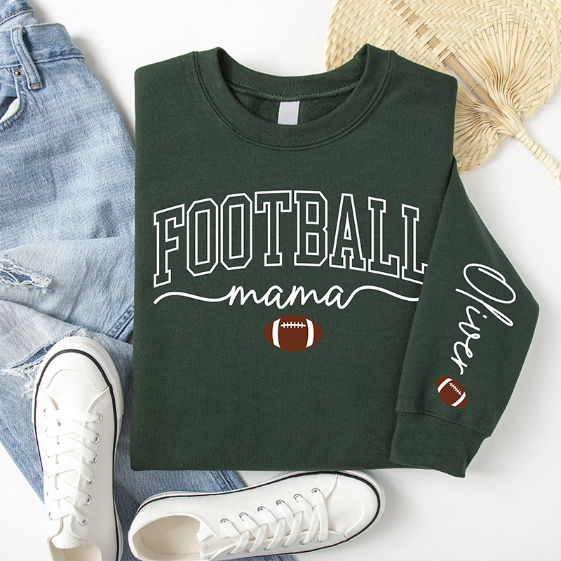 Personalized American Football Mom Sweatshirt with Custom Name and Stylish Graphic Design
