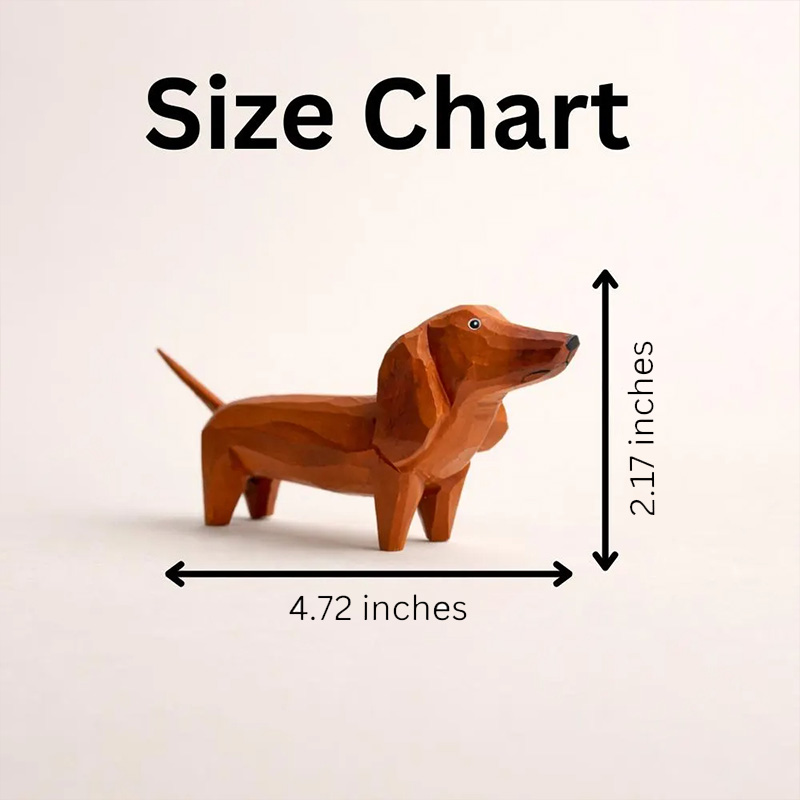 Hand-Carved Wooden Dachshund Figurine, Long Dog Sculpture,Sausage Dog Decor Minimalist Animal lovers gift