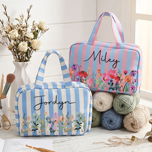 Personalized Name Crochet Tool Storage Bag Custom Expandable Hanging