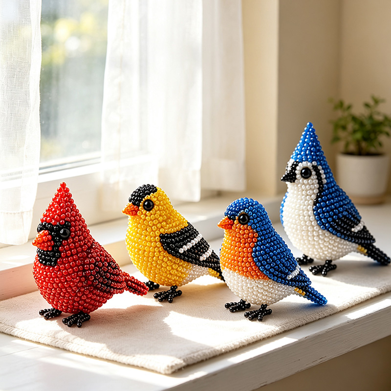 Personalized DIY Bead Bird Handmade Beading Kit Cute Animal Ornament Craft Gift For Adults Bird Lover Home Decor