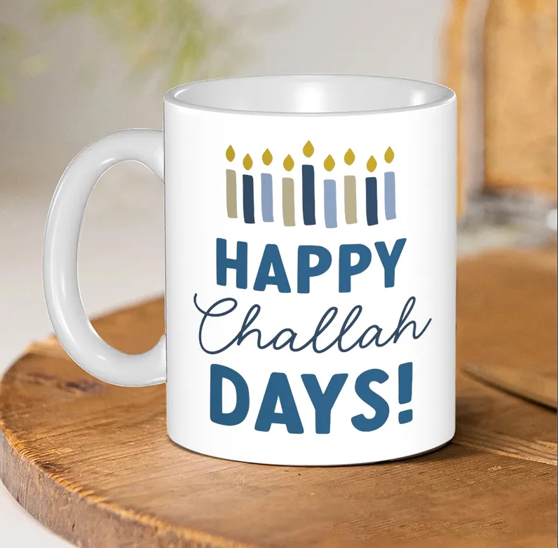 Personalized Happy Challah Days Ceramic Mug with Name Hanukkah Coffee Mug Religious Gift Happy Hanukkah Gift for Jewish people