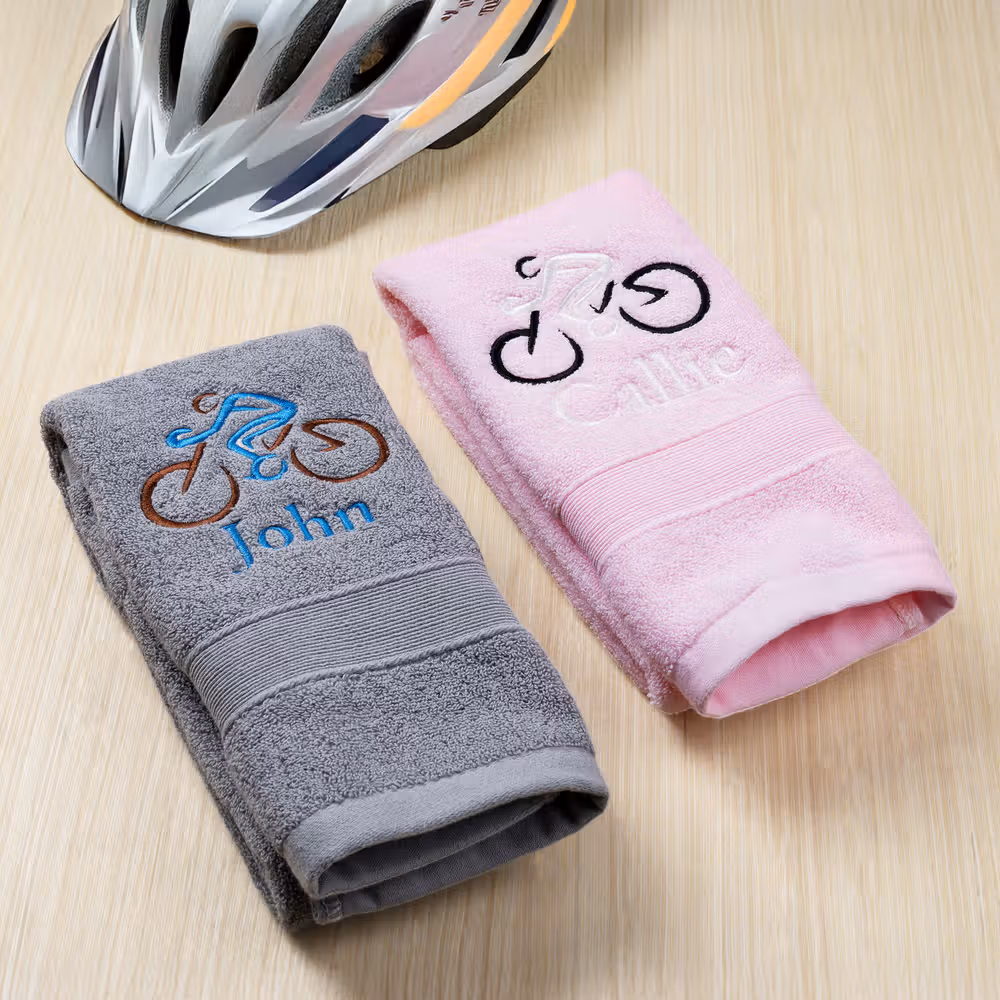 Personalized Embroidered Cycling Towel, Custom Name Bike Sport Towel, Absorbent Cotton Sweat Towel Gift for Cyclists