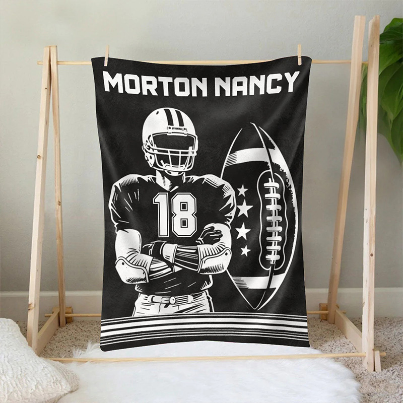 Personalize Your American Football Blanket with Custom Name and Number Design