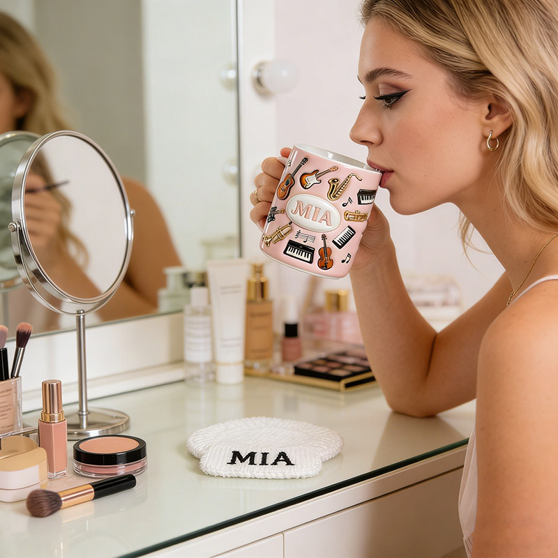 Personalized Inflatable Bubble-Style Musical Instrument Themed Mug Custom Style and Name for Music Lovers for Music Teacher