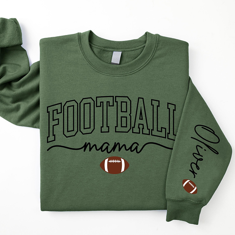 Personalized American Football Mom Sweatshirt with Custom Name and Stylish Graphic Design