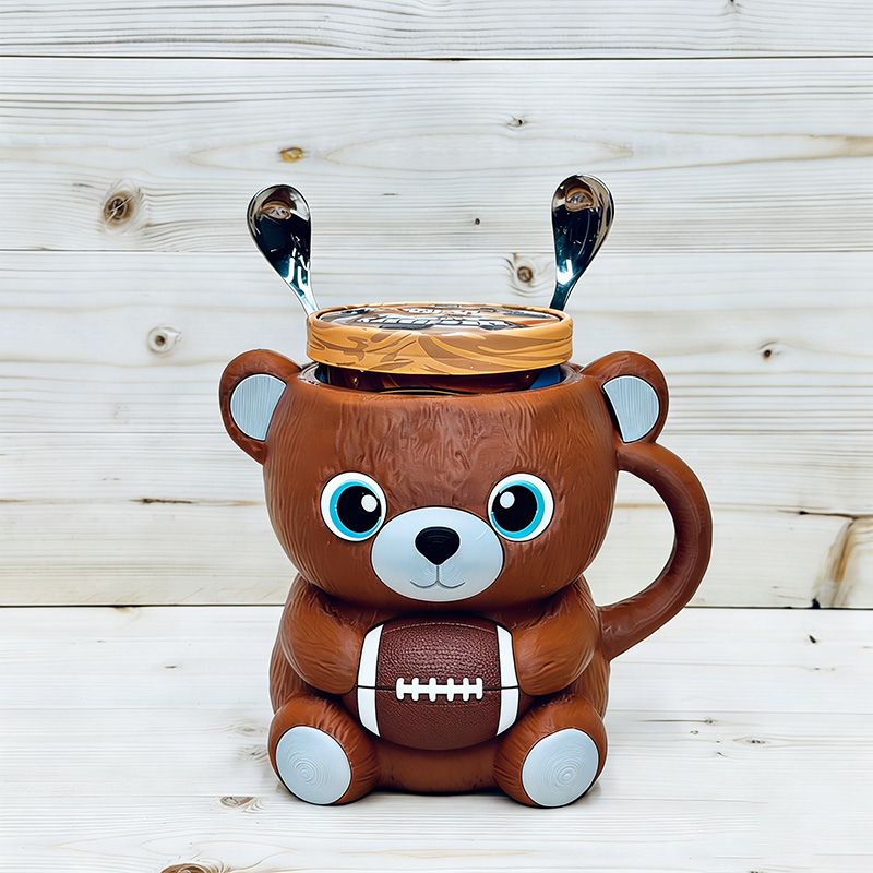 Personalized 3D-Printed Sport Bear Ice Cream Cozies with Spoon Ears Design