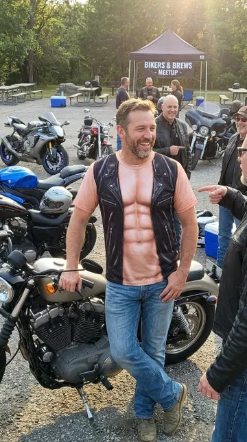 3D Realistic 6 Pack Abs Optical Illusion T Shirt for Men, Biker Faux Leather Vest Graphic Short Sleeve Tee