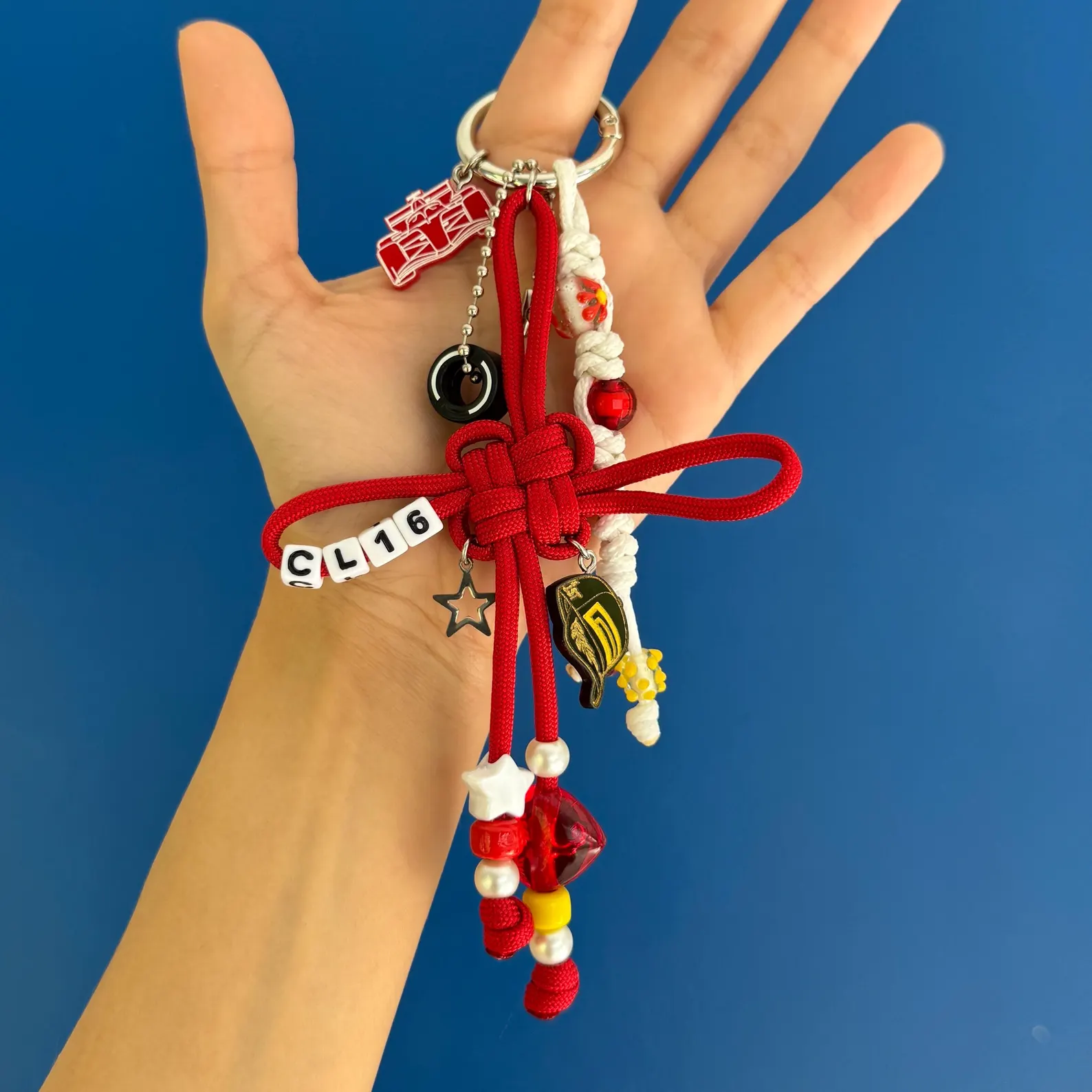 Personalized Hand‑Knotted Key Charm, Custom Name Letter Beads Chinese Knot Keychain, Cute Hand‑Woven Backpack Pendant Gift