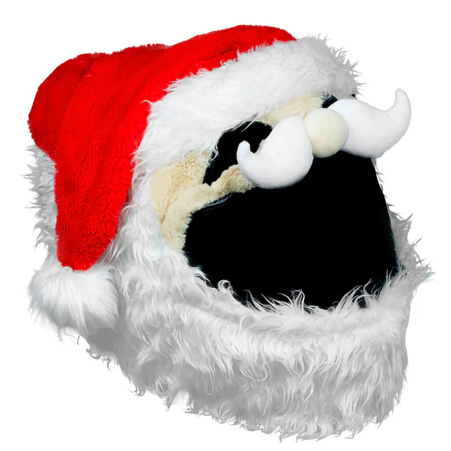 Christmas Santa Biker Helmet Cover, Festive Plush Helmet Protector, Santa Hat Helmet Skin, Holiday Gift for Motorcycle Riders