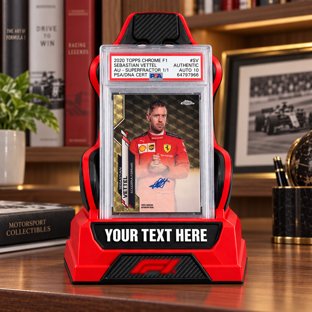 Grand Prix Racing Seat Style Card Display Stand, Compatible with Standard PSA Graded Slabs & Racing Trading Cards