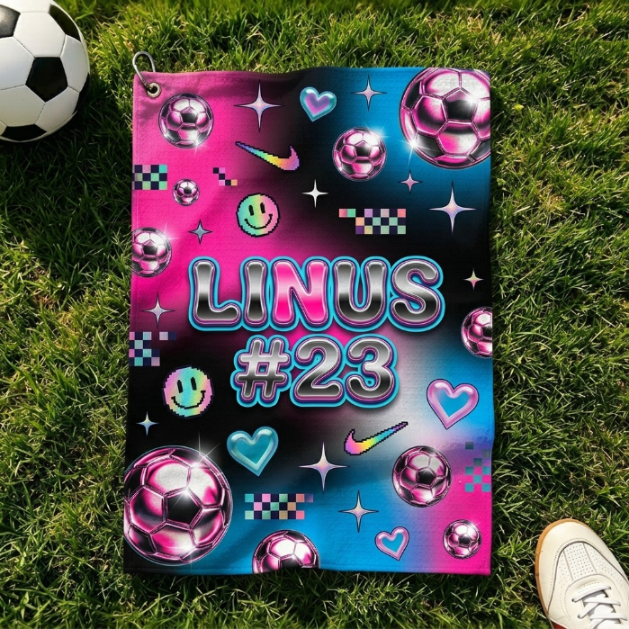 Personalized Y2K Holographic Soccer Towel Custom Name Number Soccer Sports Towel