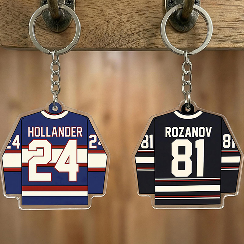 Personalized HR Hockey Design Acrylic Keychain with Custom Style, Movie Book Fans Gift