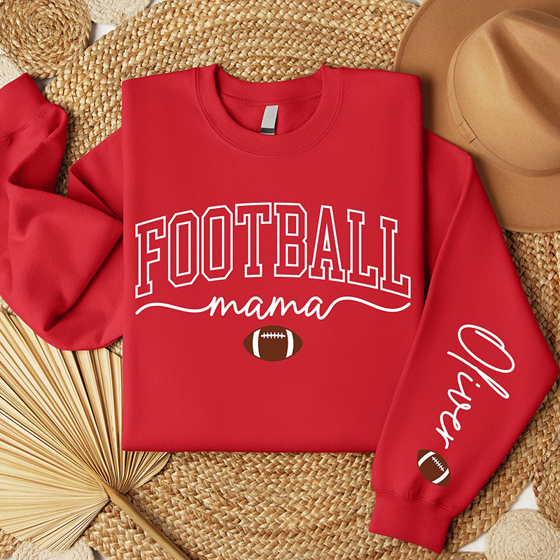 Personalized American Football Mom Sweatshirt with Custom Name and Stylish Graphic Design