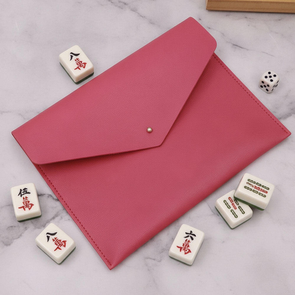 Mahjong Card Case Personalized Gift Monogram Holder Leather Clutch Card Storage Game Accessory Custom Name with Flower