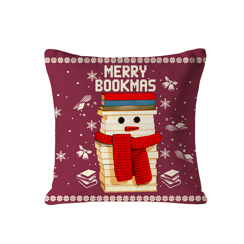 Personalized Christmas Bookworm Pillow with Name Warm Holiday Gift for Book Lovers