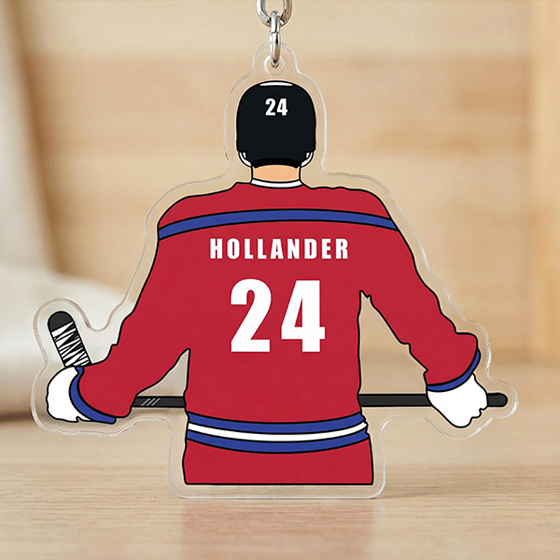 Personalized HR Hockey Design Acrylic Keychain with Custom Style, Movie Book Fans Gift