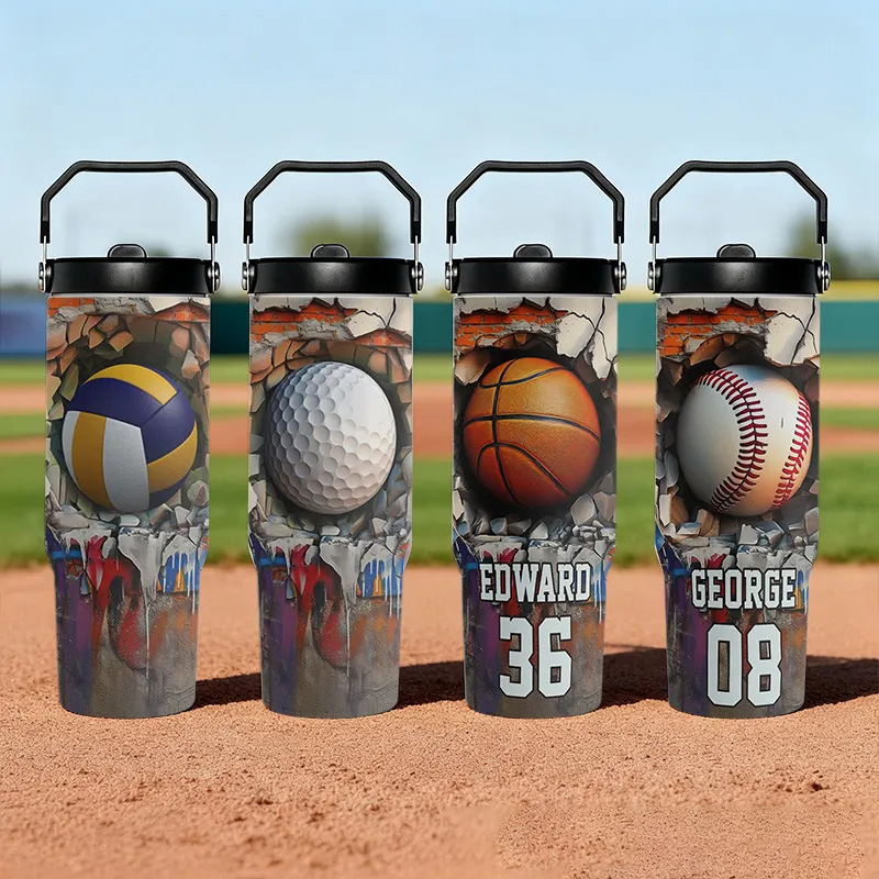 Personalized Sports 30oz Tumbler with Name and Number A Perfect Gift for Athletes and Fans