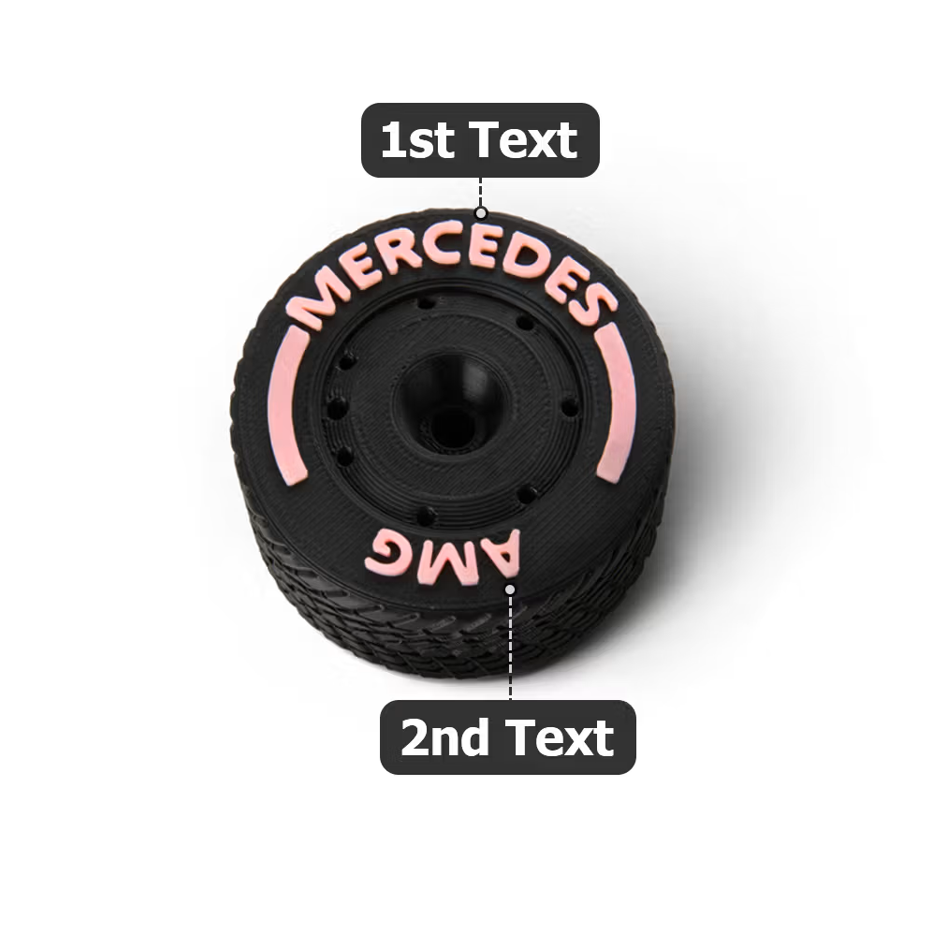 Personalized 3D Car Tire Keychain Custom Text Car Accessory Gift for Racing Fans and Drivers