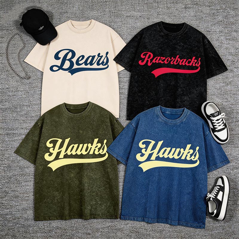 Personalized School Mascot Washed T-Shirt Custom Name Gifts For Back To School Sports Tee Team Mascot Shirt School Logo Tee