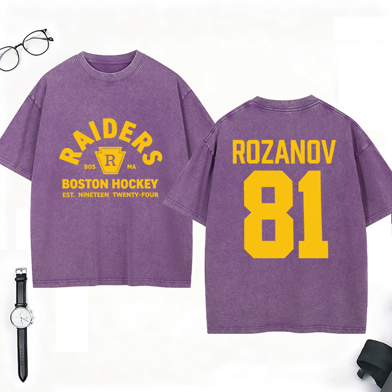 Personalized Boston HockeyTeam Washed T-Shirt Custom Name and Number for Hockey Fans