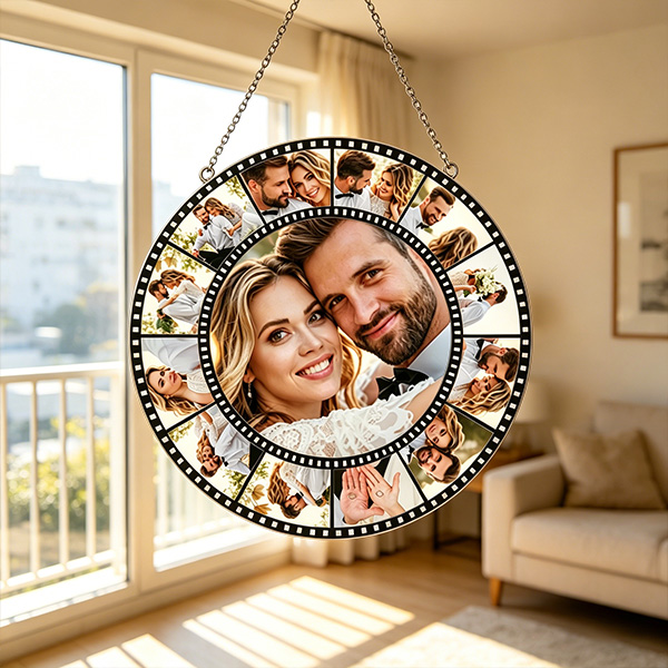Personalized Couple Photo Film Sun Catcher Custom Window Decor Anniversary Gift Valentines Day Gift