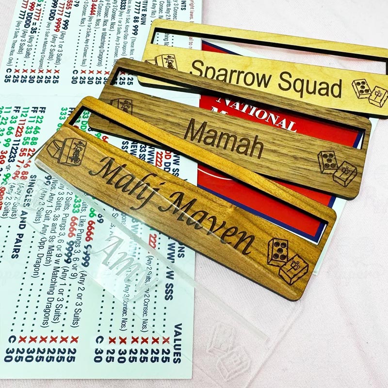 Personalized Wooden Acrylic Mahjong Line Finder Reader Custom Mahj Group Tournament with Mahjong Tile Accents Mah Jongg Lover Gift 