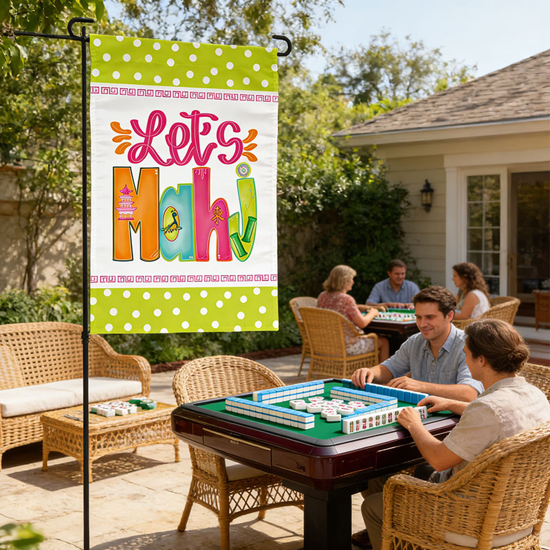 Mahjong-themed Garden Flags Let's MAHJ Garden Decor Mahjong Gifts Party Supplies Gifts for Mahjong Enthusiasts