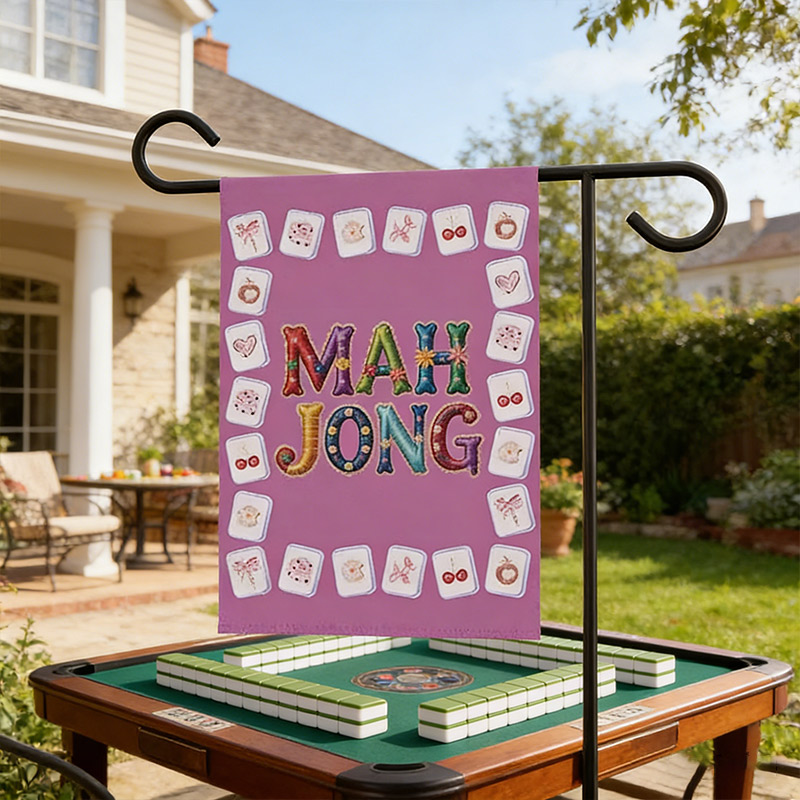 Mahjong Garden Flags Pink Mahjong Decor Courtyard Decor Mahjong Parties and Gifts for Mahjong Enthusiasts