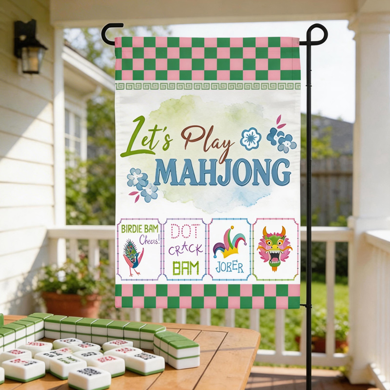 Mahjong Garden Flags Let's Play Mahjong Courtyard Decor Mahjong Parties and Gifts for Mahjong Enthusiasts