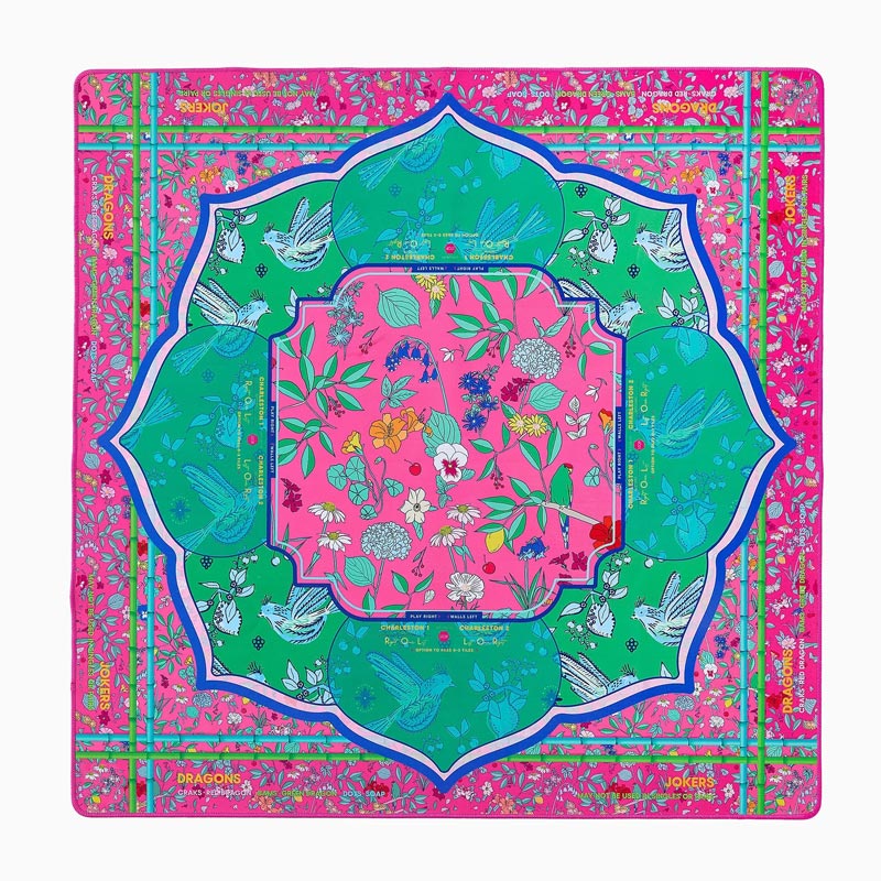 Tropical Flowers and Birds Mahjong Mat Designed for Mahjong Entertainment Gift for Mahjong Enthusiasts