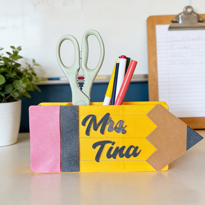 Personalized Pencil Desk Organizer 3D-Printed Pencil Case Teacher's Desk Organizer Gift for Teachers