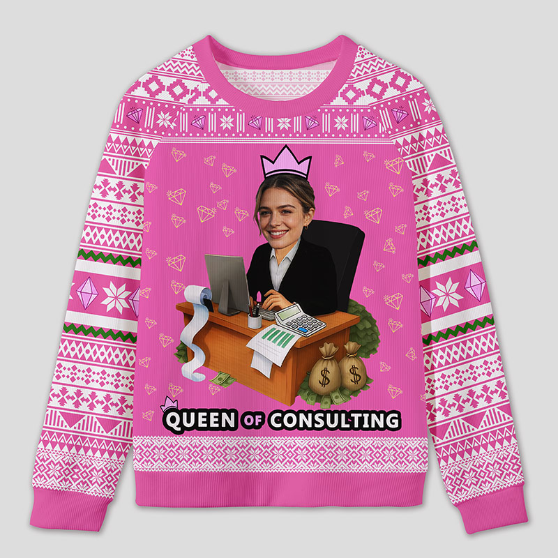 Personalized Accounting Queen Funny Ugly Sweater Office Holiday Party Gift for Finance Divas