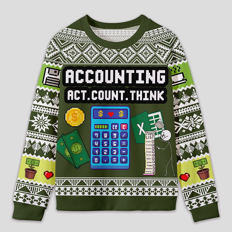 Personalized Calculator Challenge Humor Ugly Sweater Office Holiday Party Gift for Accountants