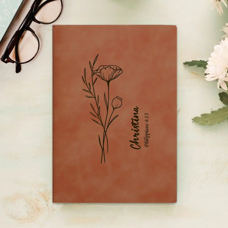 Personalized Floral Spiritual Journal A5 Notebook with Name Christian Notebook Graduation Gift Christmas Easter Gift for Women