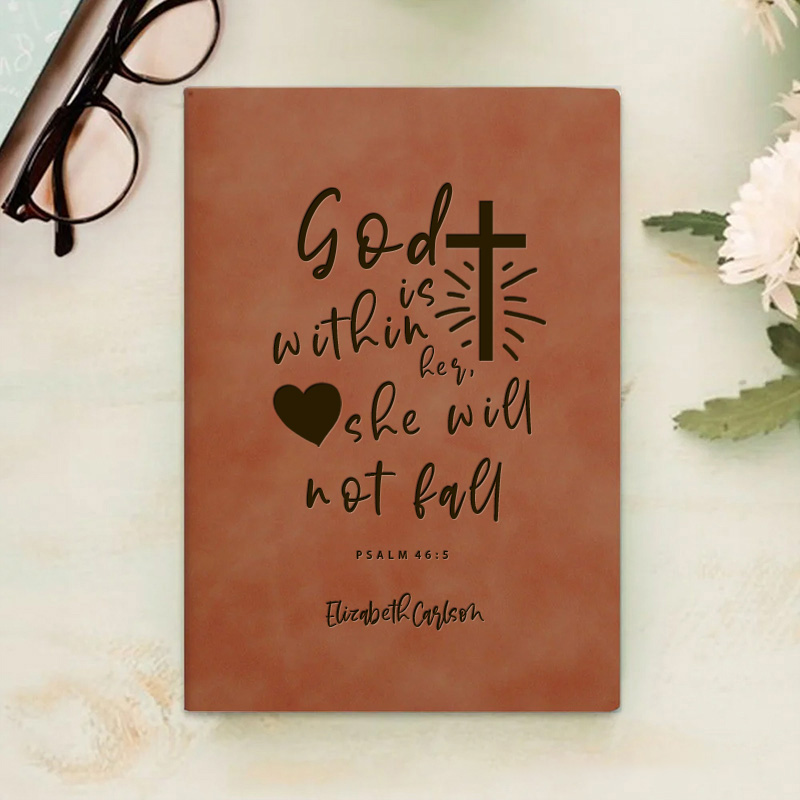 Personalized Psalm 46:5 Bible Verse with Cross Spiritual Journal A5 Notebook with Name Christian Notebook Christmas Easter Gift for Women