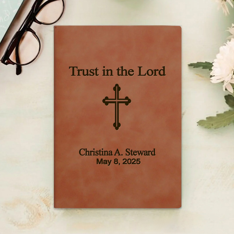 Personalized Trust in Faith Prayer Journal A5 Leather Notebook with Name Religious Journal Christmas Gift Confirmation Gift for Women and Men