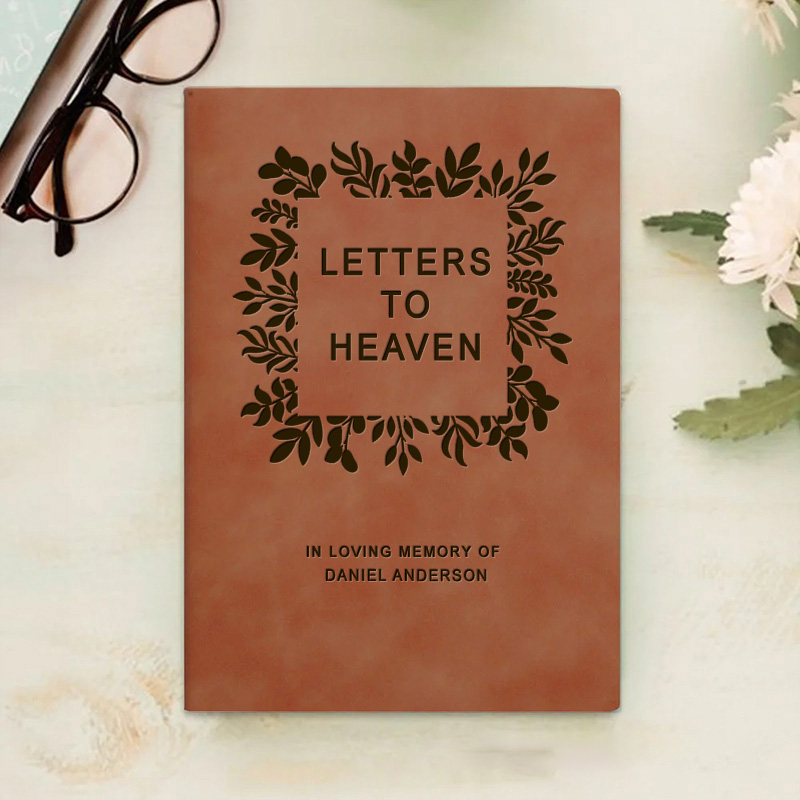 Personalized Letters to Heaven Memorial Prayer Journal A5 Leather Notebook with Name Sympathy Gift Remembrance Gift for Christians