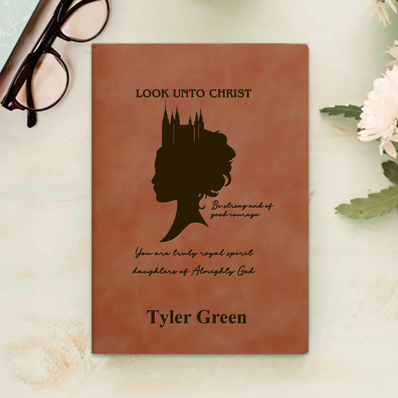 Personalized Look Unto Christ Prayer Journal Leather A5 Notebook with Name Woman Journal Temple Notebook Religious Gift Christian Gift for Her
