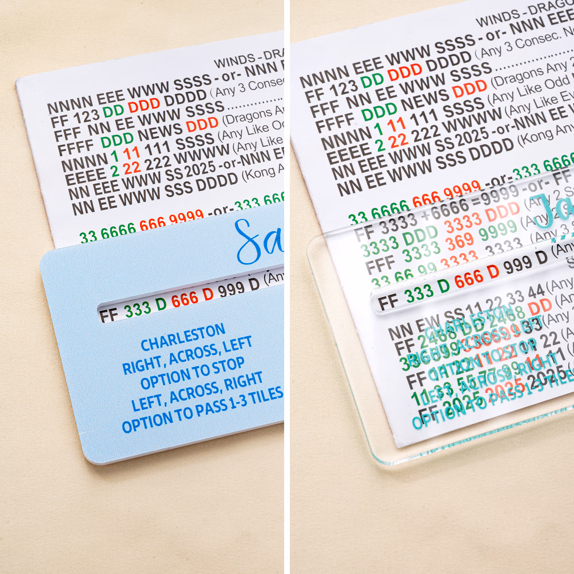 Personalized Multicolor Name Acrylic Mahjong Line Reader with Rules Mahjong Game Night Mahjong Group Birthday Gift for Mahjong Lovers