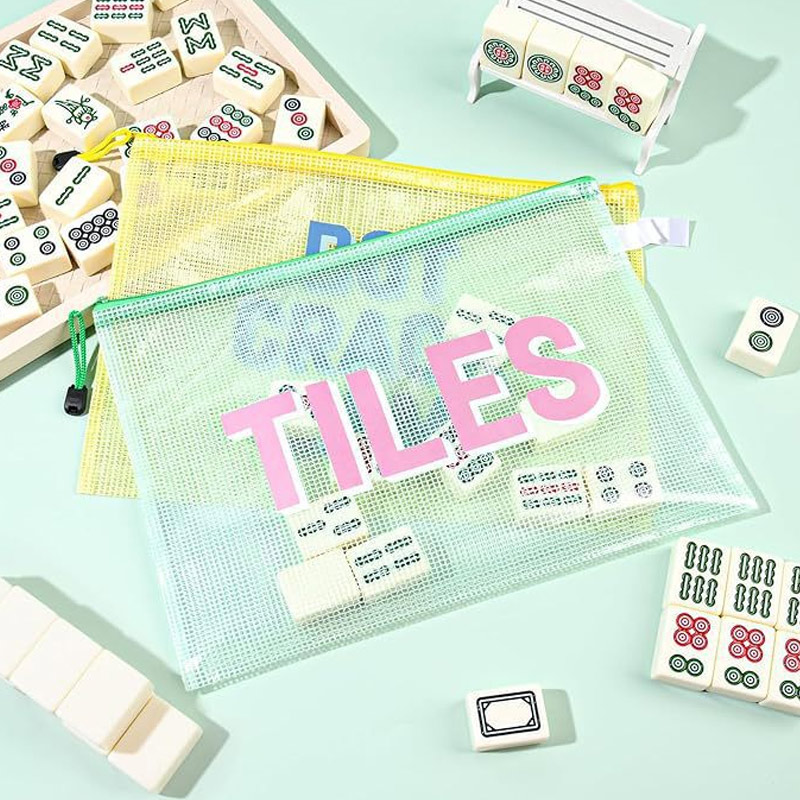 Mahjong Tile Bag PVC Clear Mahjong Case Size Waterproof Zippered Storage Tile Holder Rack Bag for Mahjong Lover
