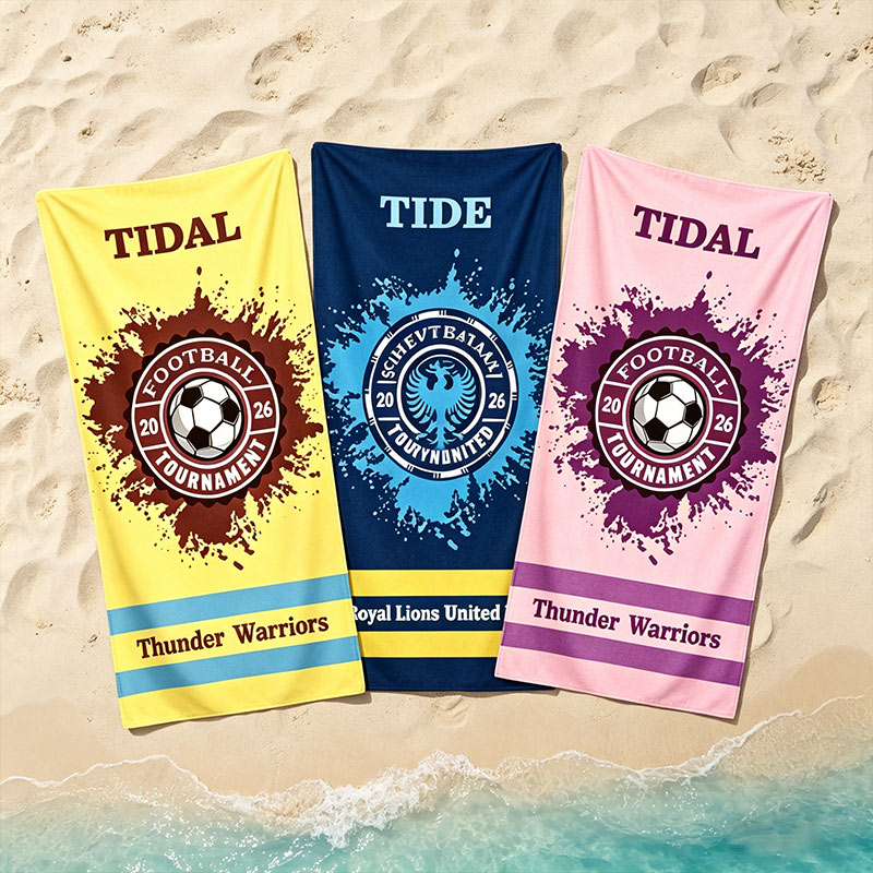 Personalized Soccer Beach Towel Soccer Pin with Custom Name and Team Logo Gifts for Fans