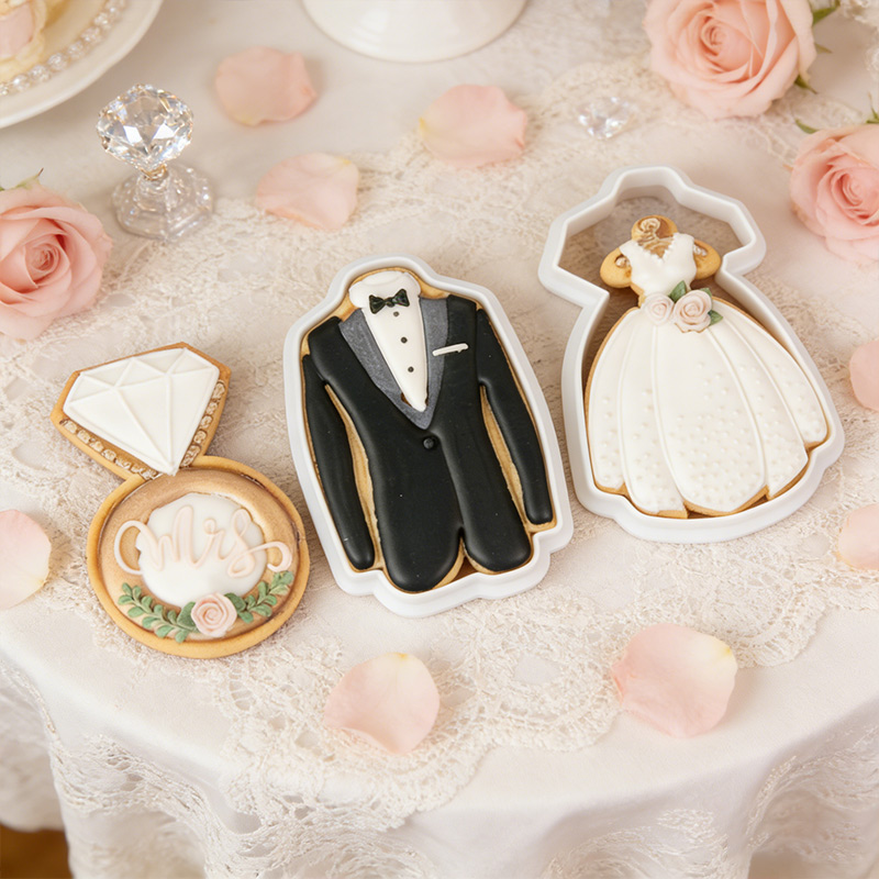 Personalized Wedding Cookie Cutters Tuxedo Wedding Dress Diamond Ring Cookie Cutters