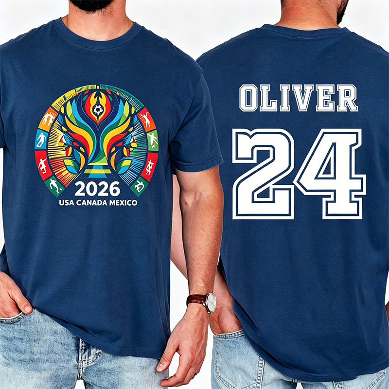 Personalized Football Cup T-Shirt 2026 USA Canada Mexico Football Match Tee Custom Name and Number Gift for Football Fans