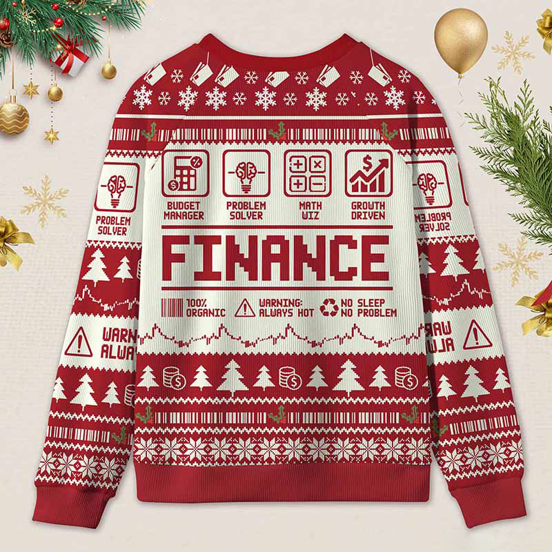 Personalized Funny Accounting Finance Ugly Christmas Sweater Gift for Accounting Finance Professionals