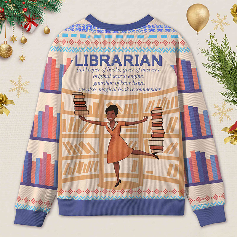 Personalized Book Lover's Dream Job Ugly Sweater Holiday Gift for Librarians
