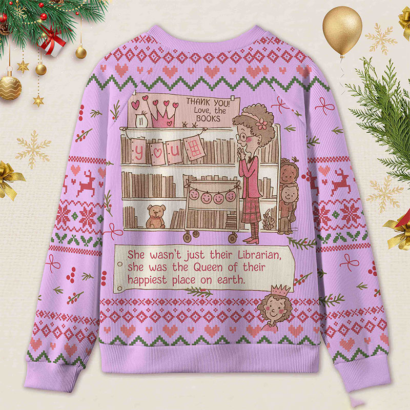 Personalized Heartwarming Librarian Compliments Ugly Sweater Holiday Gift for Book Lovers