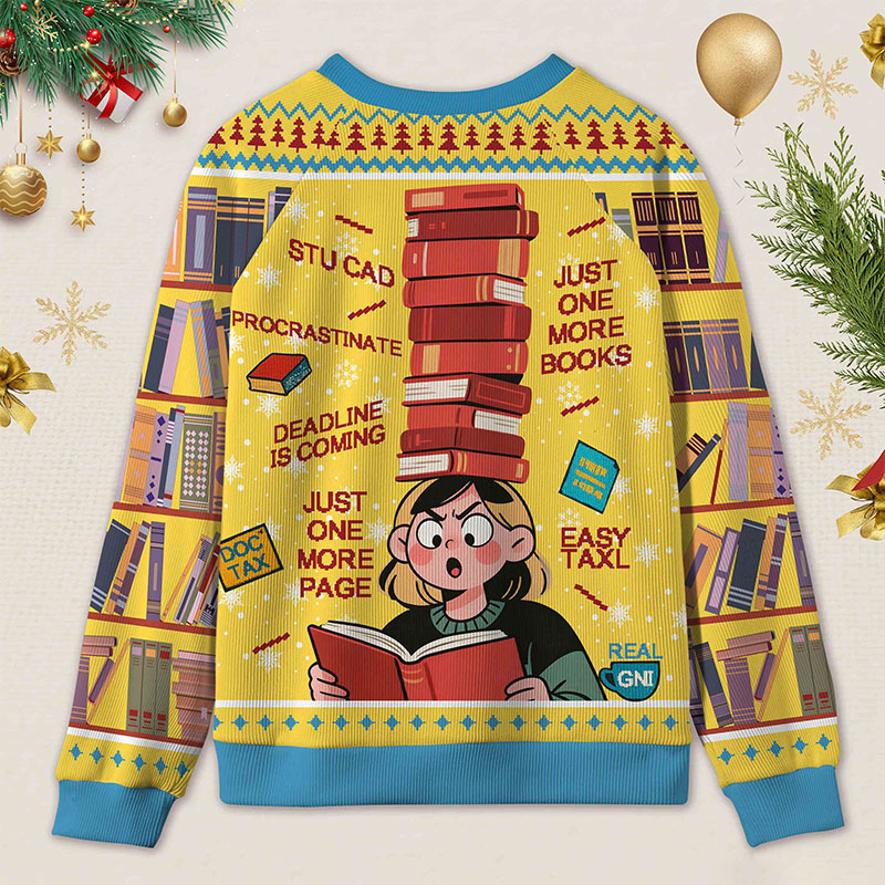 Personalized Reading Procrastination Humor Ugly Sweater Librarian Life Holiday Gift for Book Lovers
